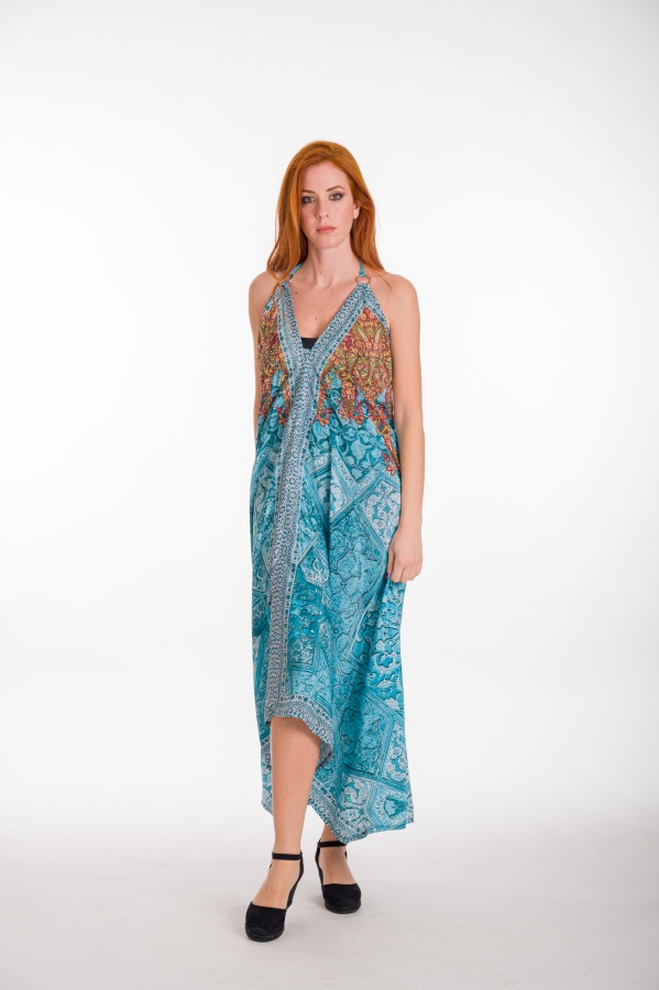 FemaleHopes  ΦΟΡΕΜΑ DIGITAL PRINT ΑΣΥΜΜΕΤΡΟ ΜΕ ΔΕΣΙΜΑΤΑ